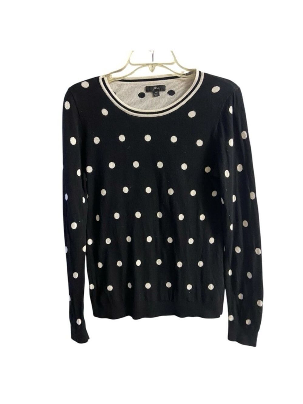 J. Crew Black Polka Dot Sweater  cotton medium